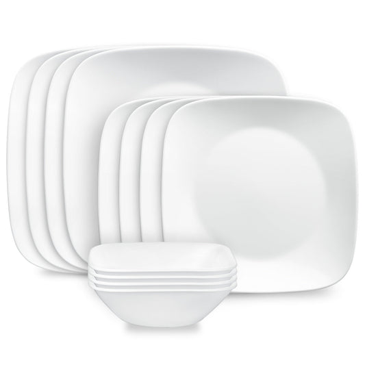 Square™ Pure White 12-piece Dinnerware Set, Service for 4