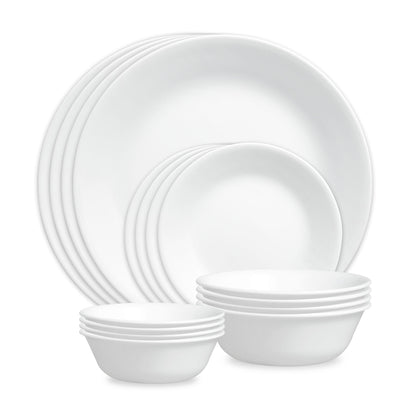 Winter Frost White 16-piece Mugless Dinnerware Set, Service for 4