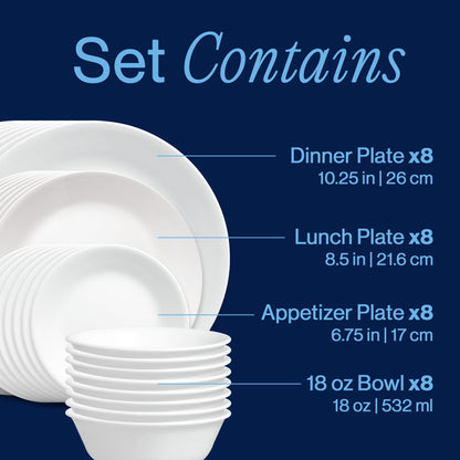 Shimmering White 32-piece Dinnerware Set, Service for 8