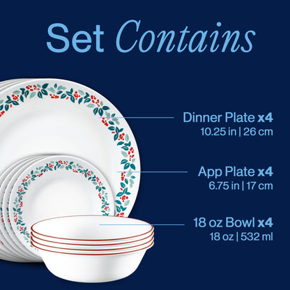 Winter Berries 12-piece Dinnerware Set, Service for 4
