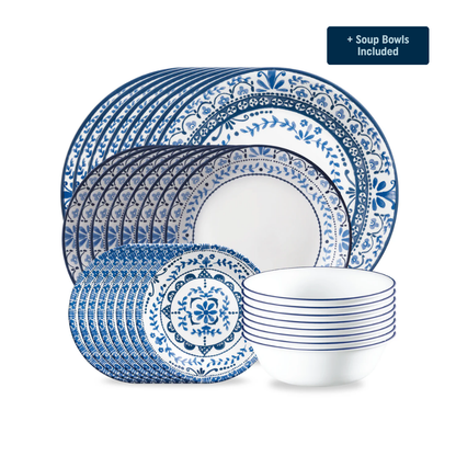 Portofino Dinnerware Set – Service for 8 + Soup Bowls