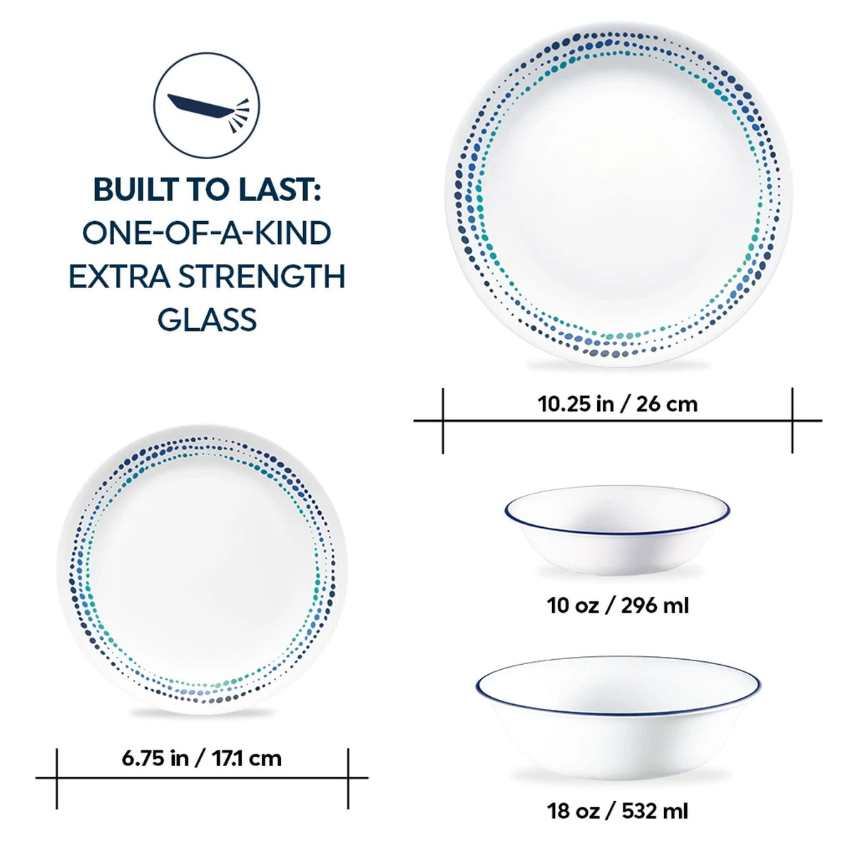 Ocean Blues 16-piece Mugless Dinnerware Set, Service for 4