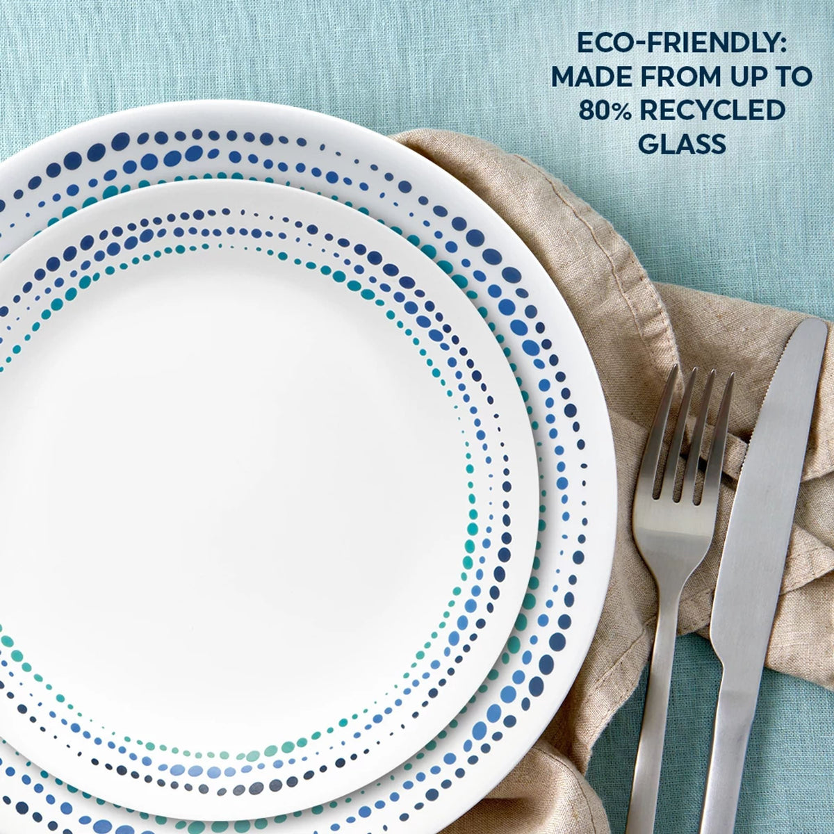 Ocean Blues 16-piece Mugless Dinnerware Set, Service for 4