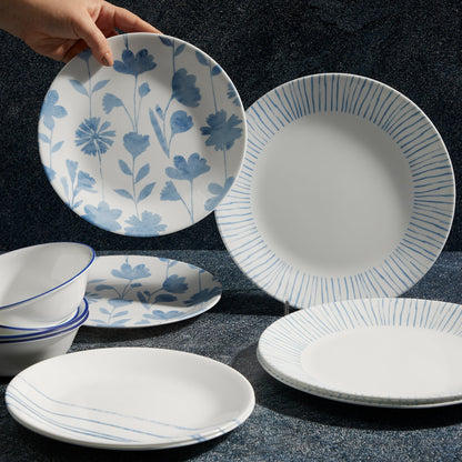 Botanical Stripes 12-piece Dinnerware Set, Service for 4