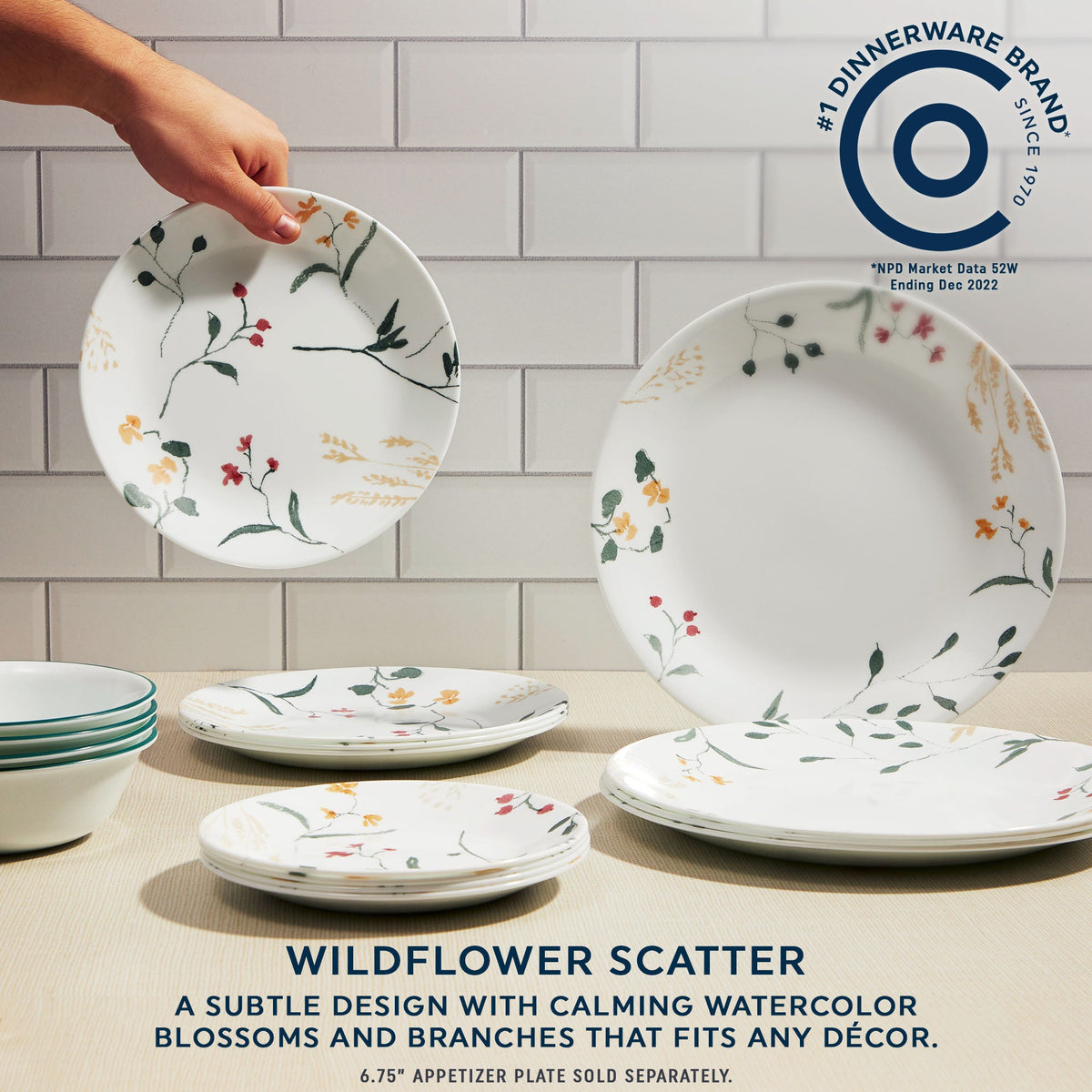 Wildflower Scatter 12-piece Dinnerware Set, Service for 4