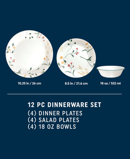 Wildflower Scatter 12-piece Dinnerware Set, Service for 4