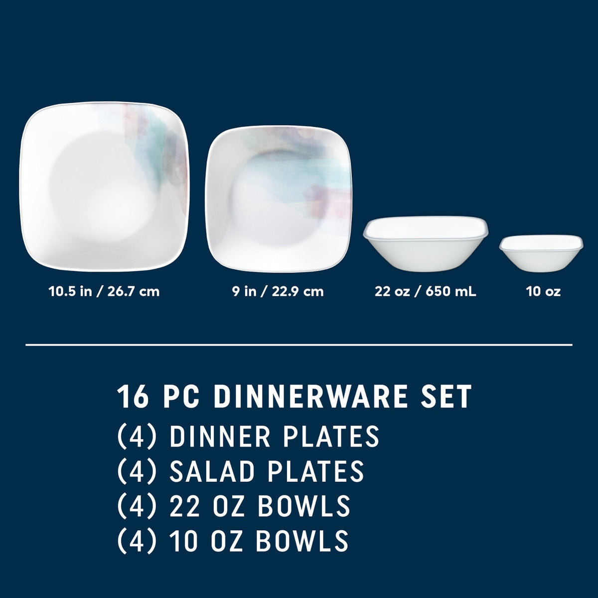 Aquarello 16-piece Dinnerware Set, Service for 4