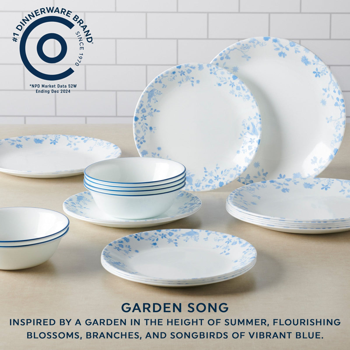 Garden Song 12-piece Dinnerware Set, Service for 4