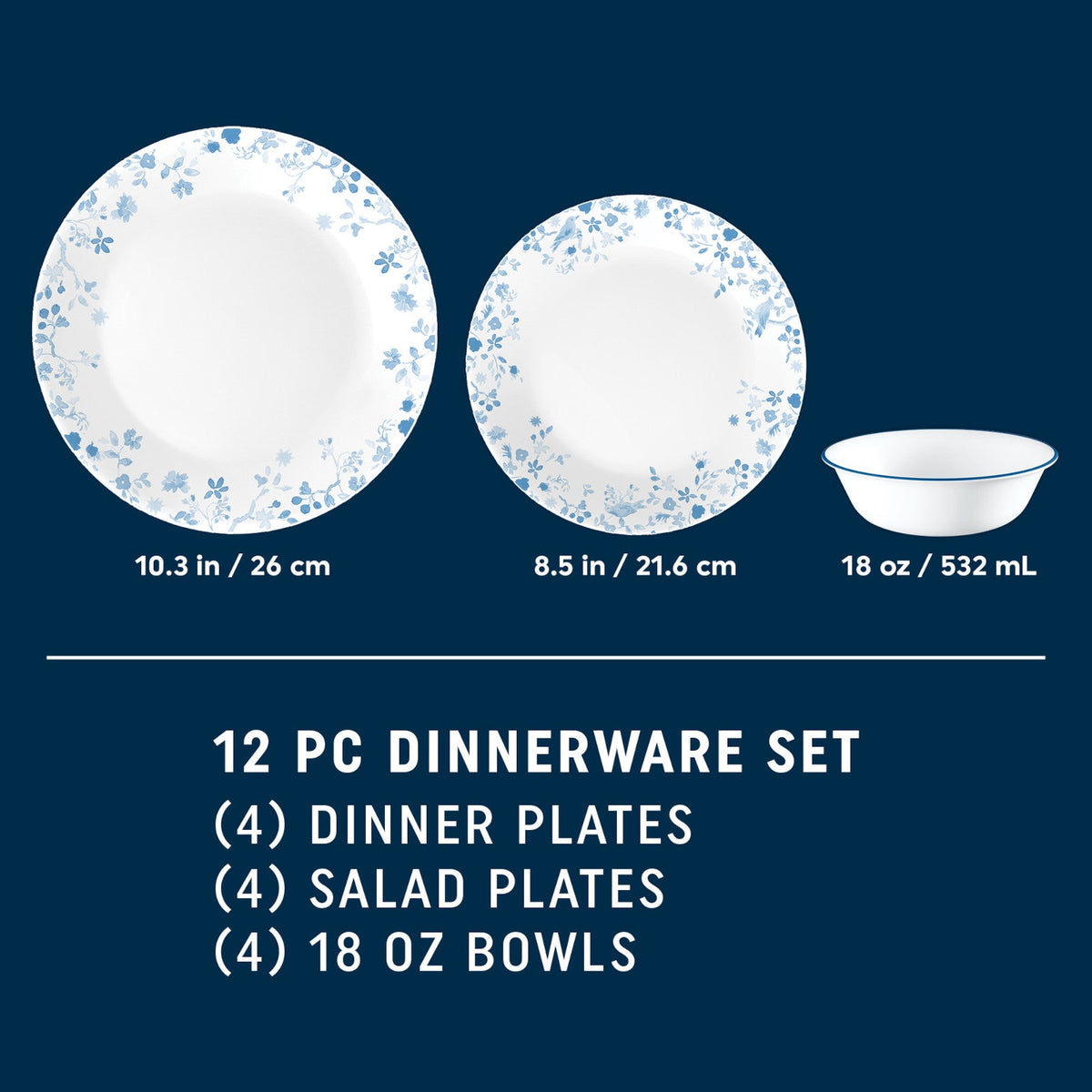 Garden Song 12-piece Dinnerware Set, Service for 4