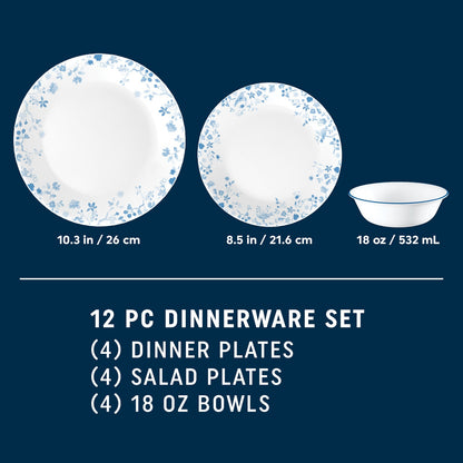 Garden Song 12-piece Dinnerware Set, Service for 4