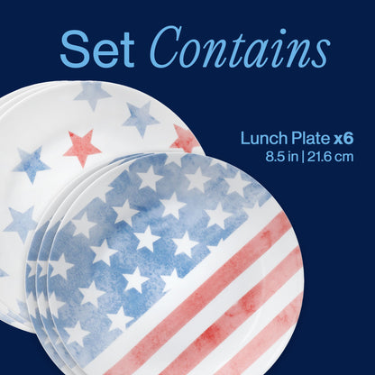 Red, White, and Blue 8.5" Lunch Plate, 6-pack